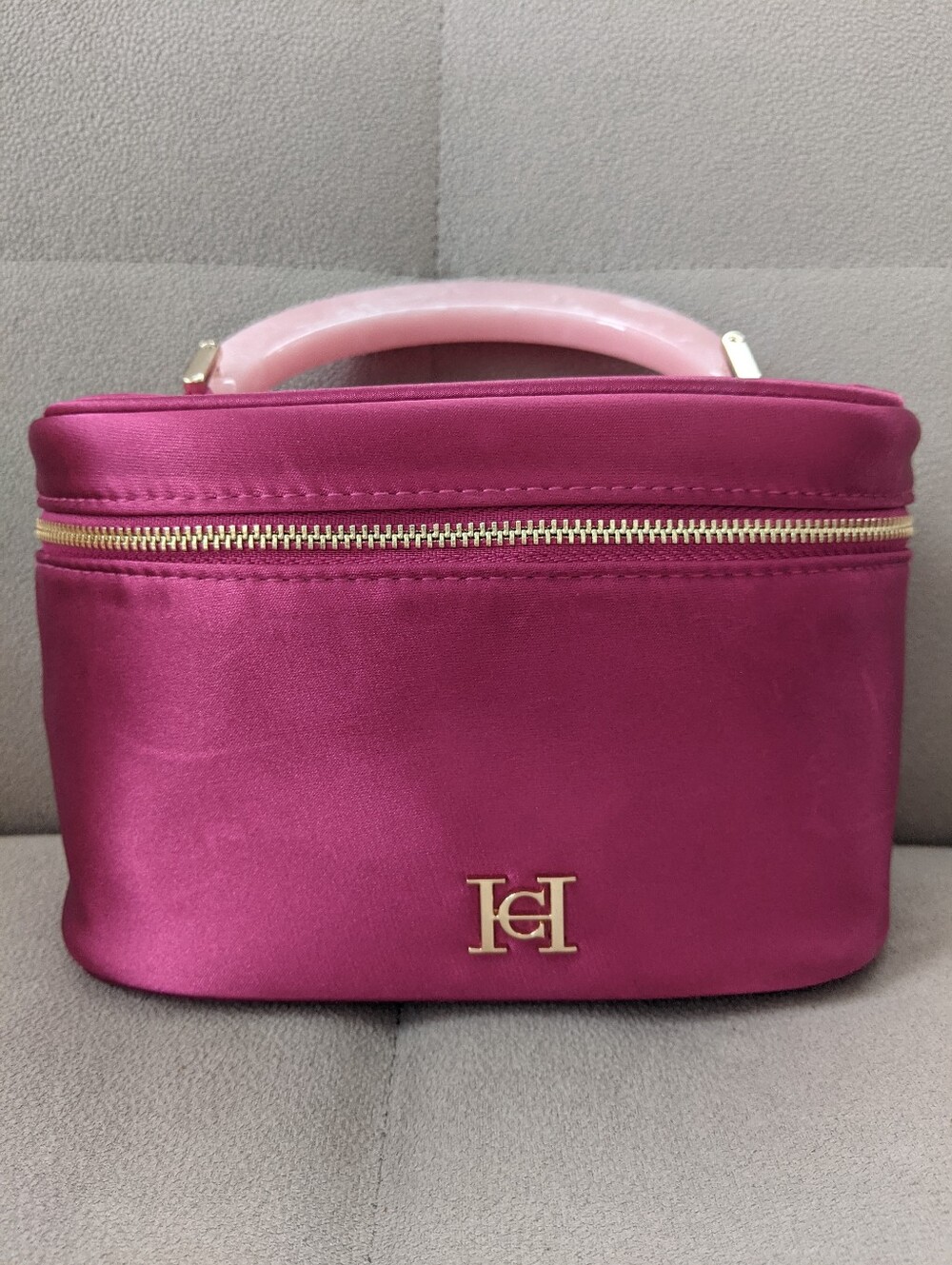 CAROLINA Herrera Pink Satin Top-Handle Cosmetic Bag